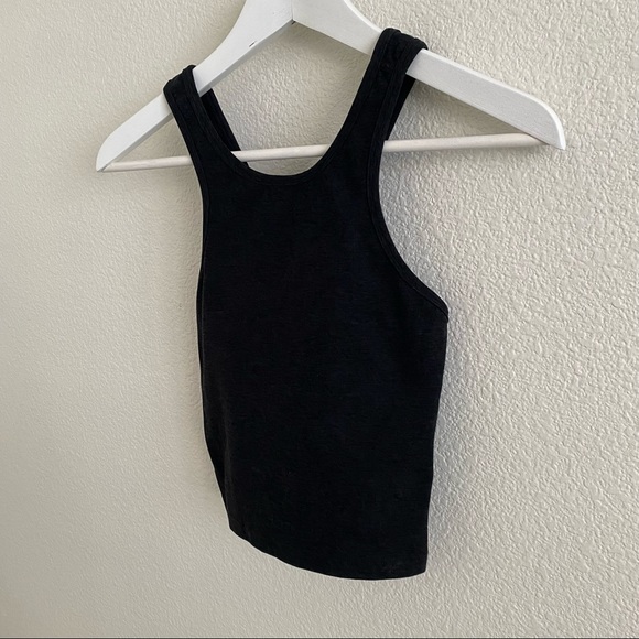 Beyond Yoga Spacedye Studio Cropped Tank Built-in Sports Bra Darkest Night - Picture 4 of 7